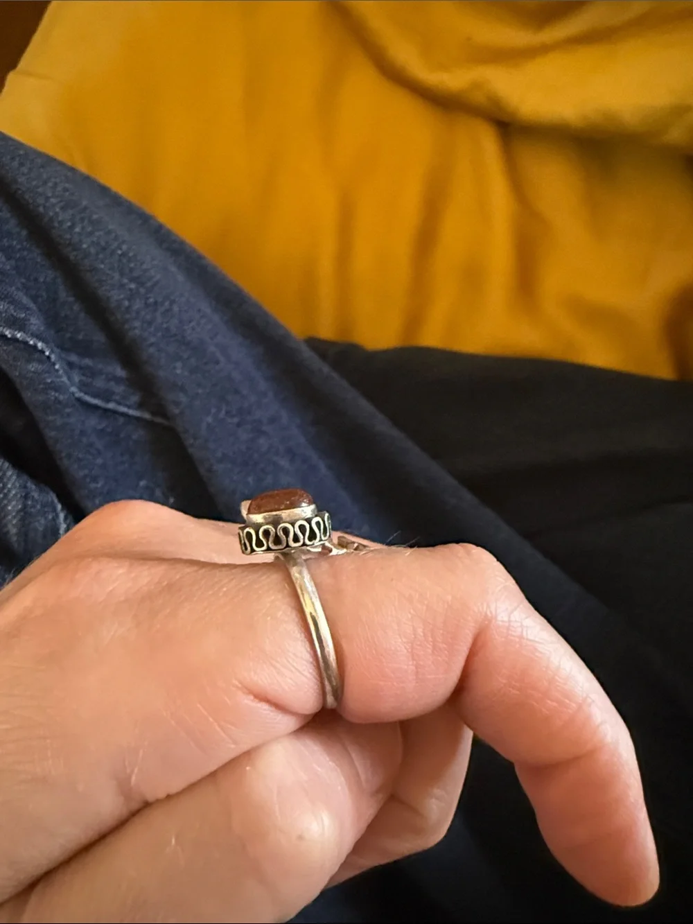 Real amber sterling silver ring size 8